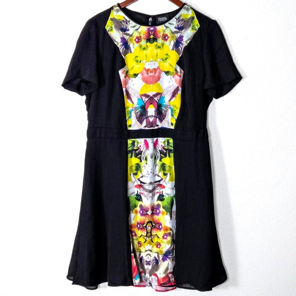 Prabal Gurung Target Floral Dress Black Multicolor Size 14 Editorial Bold